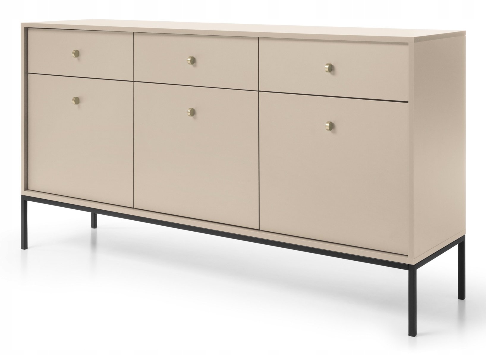 Komoda trzydrzwiowa Mono 154cm z szufladami beżowa