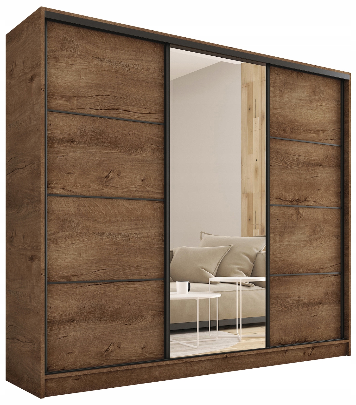 Szafa przesuwna lustro szuflady 200 cm lefkas Loft