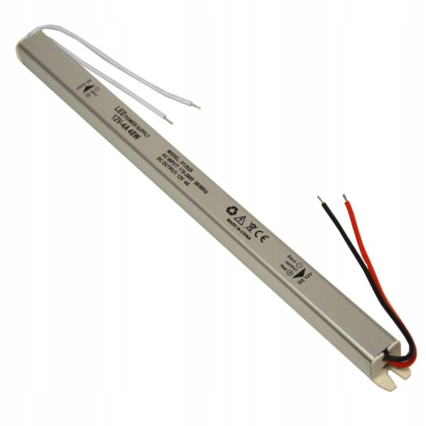 Zasilacz Led Slim 48W 12V IP20 Meblowy Wąski Transformator Do Taśm