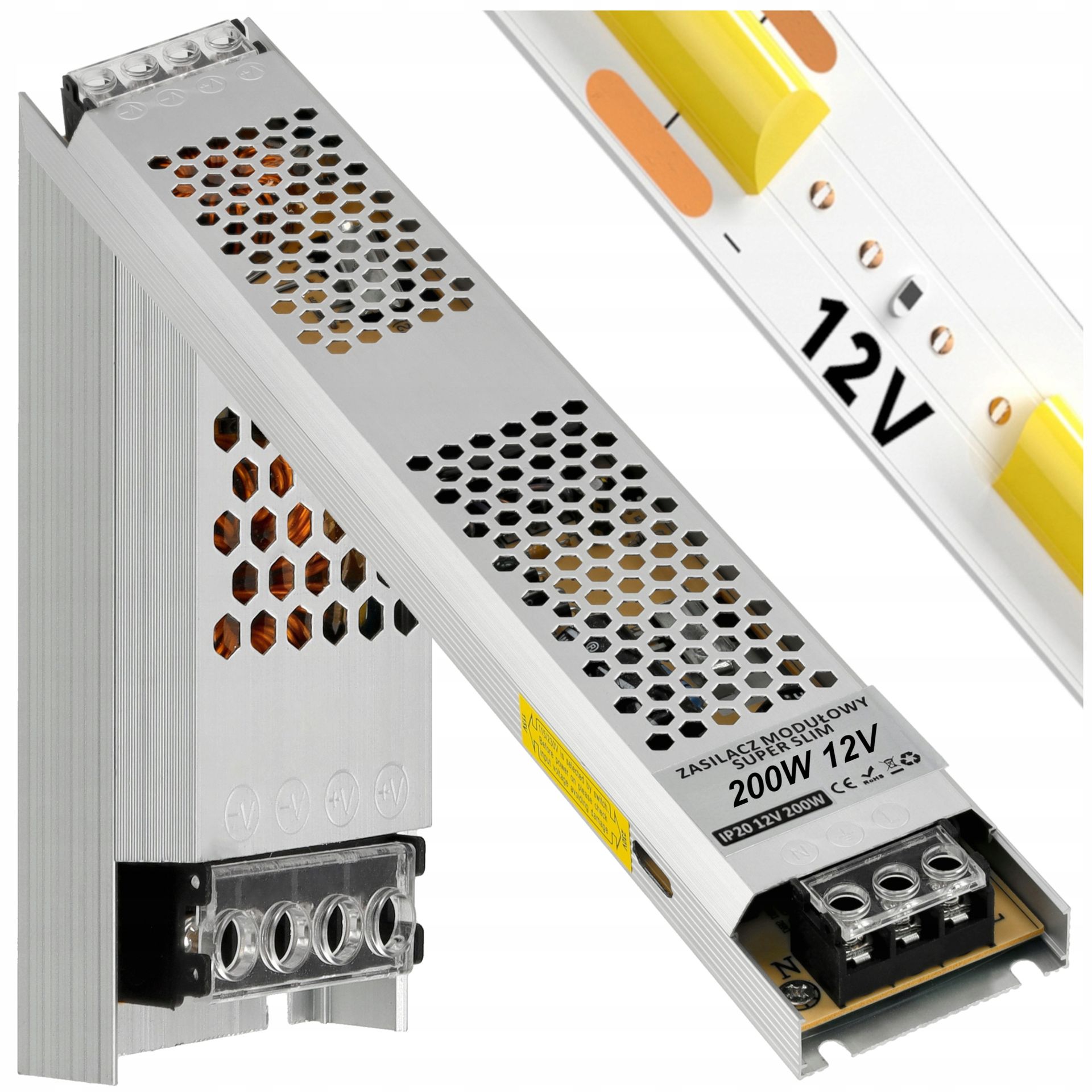 Zasilacz Led 12V 200W Slim 16,6A IP20 Do Taśm Transformaton Modułowy