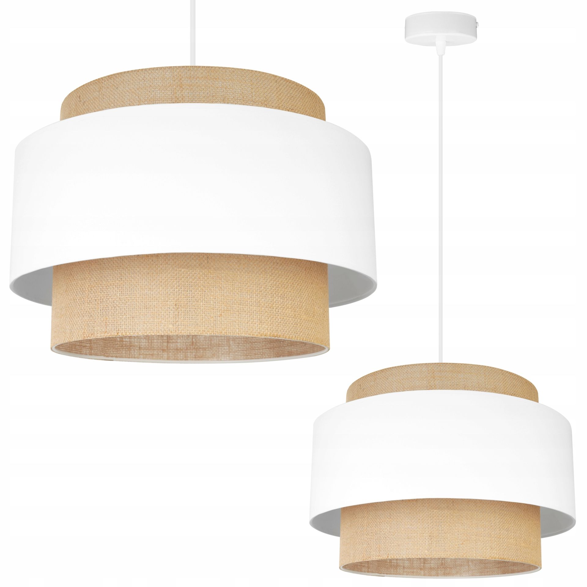 Lampa Sufitowa Wisząca Żyrandol Pojedyncza Okrągły Abażur Boho Juta