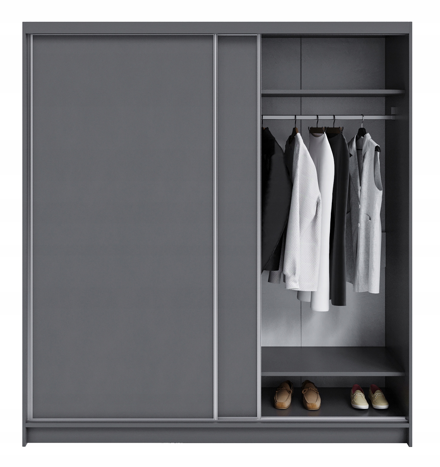 Szafa dwudrzwiowa przesuwna Denver 200 cm drążek półki garderoba