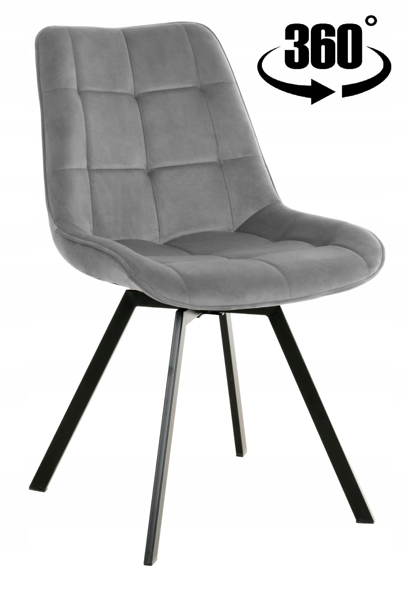 Krzesło obrotowe tapicerowane welurowe szare Lapo do salonu jadalni biura