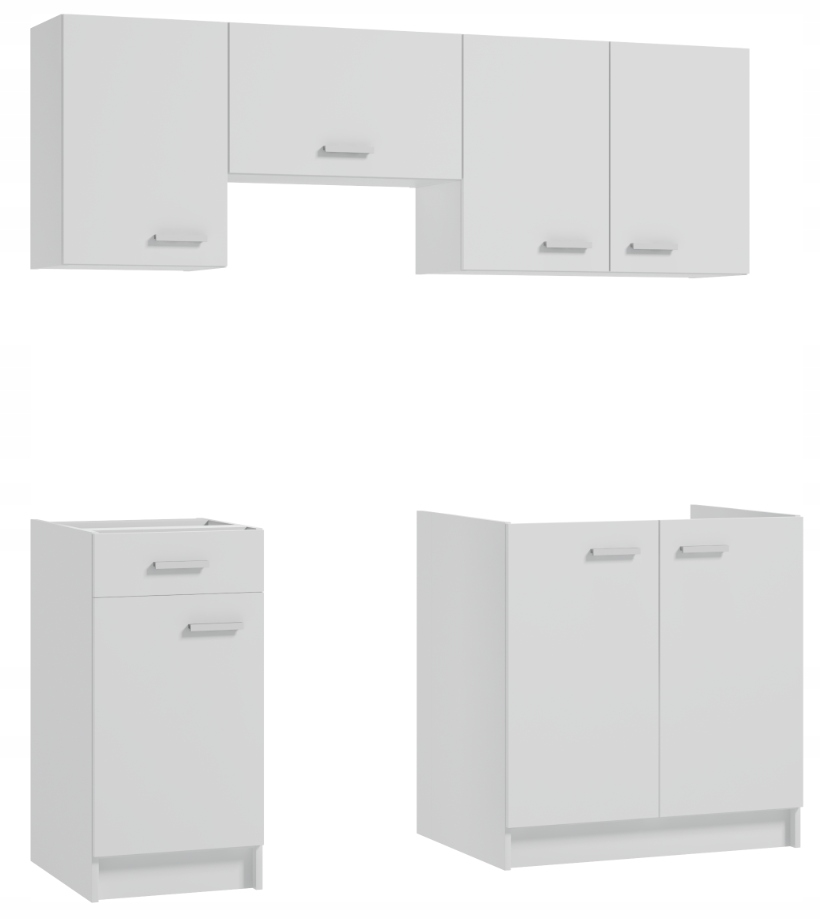 Meble kuchenne zestaw Kuchnia biała 5 elementów 180 cm szafki