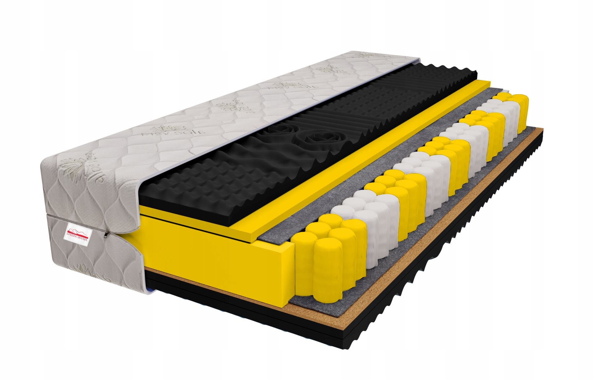 Materac 80x200 cm Yellow Night Prestige H3/H4 sprężynowy z kokosem