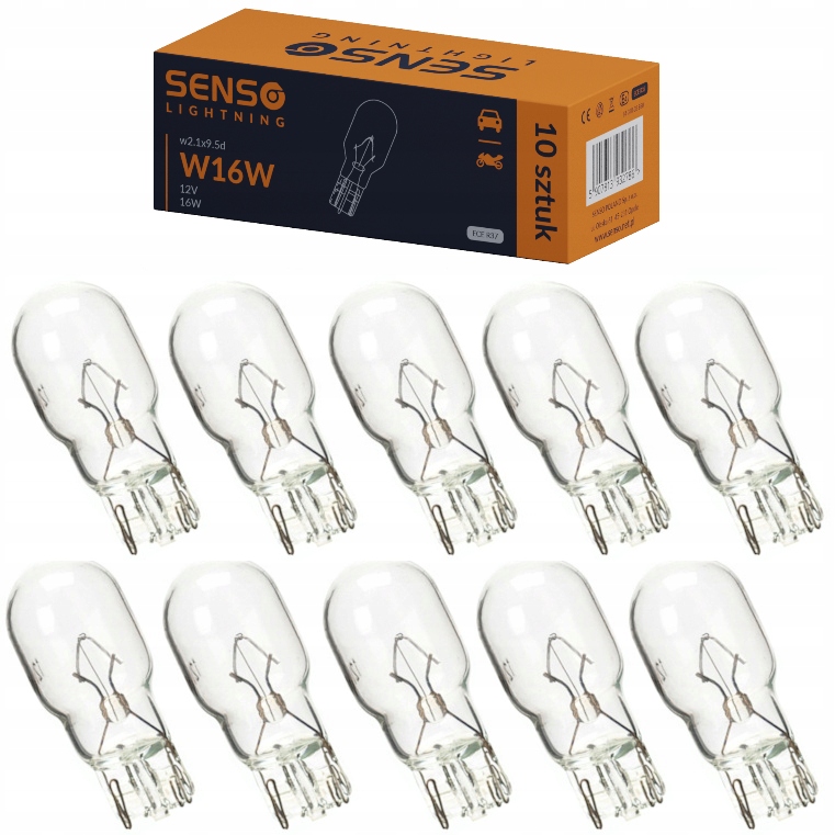 Żarówki Senso W16W T15 12V w2.1x9.5d x10sztuk