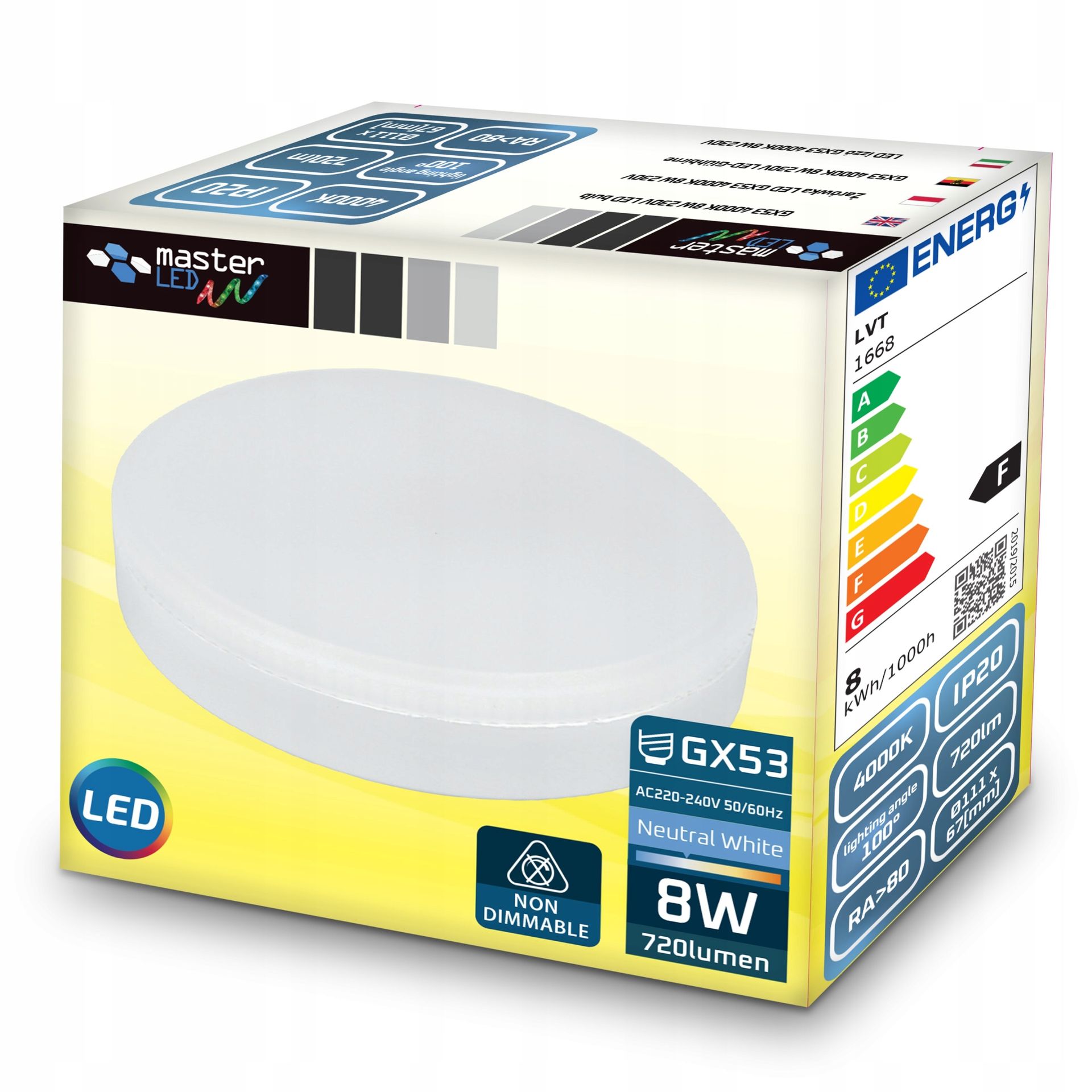 Żarówka Led Masterled GX53 Smd 720 lm 8 W 230 V biała neutralna