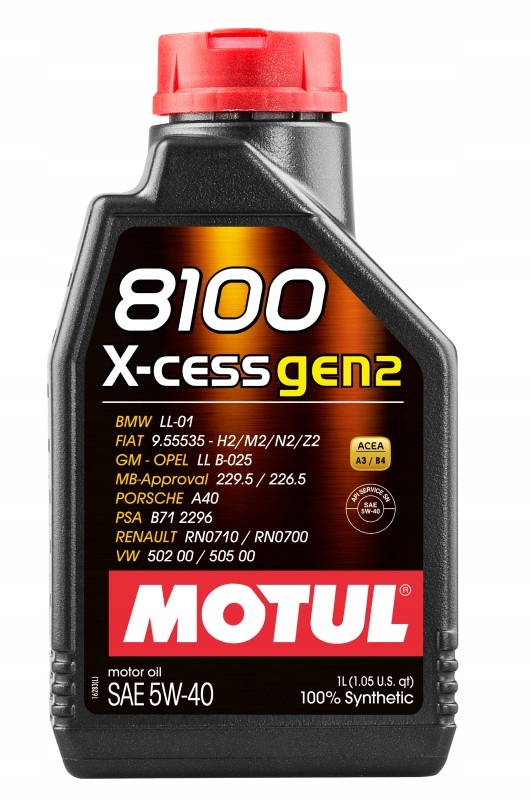 Motul Olej Motul 5W40 1L 8100 X-cess GEN2 502.00 505.00 229.5 226.5 A