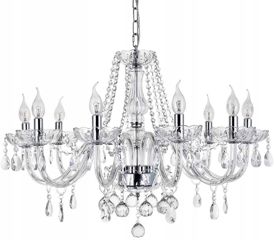 Lampa Kryształowa Wisząca Żyrandol Glamour Szkło 8
