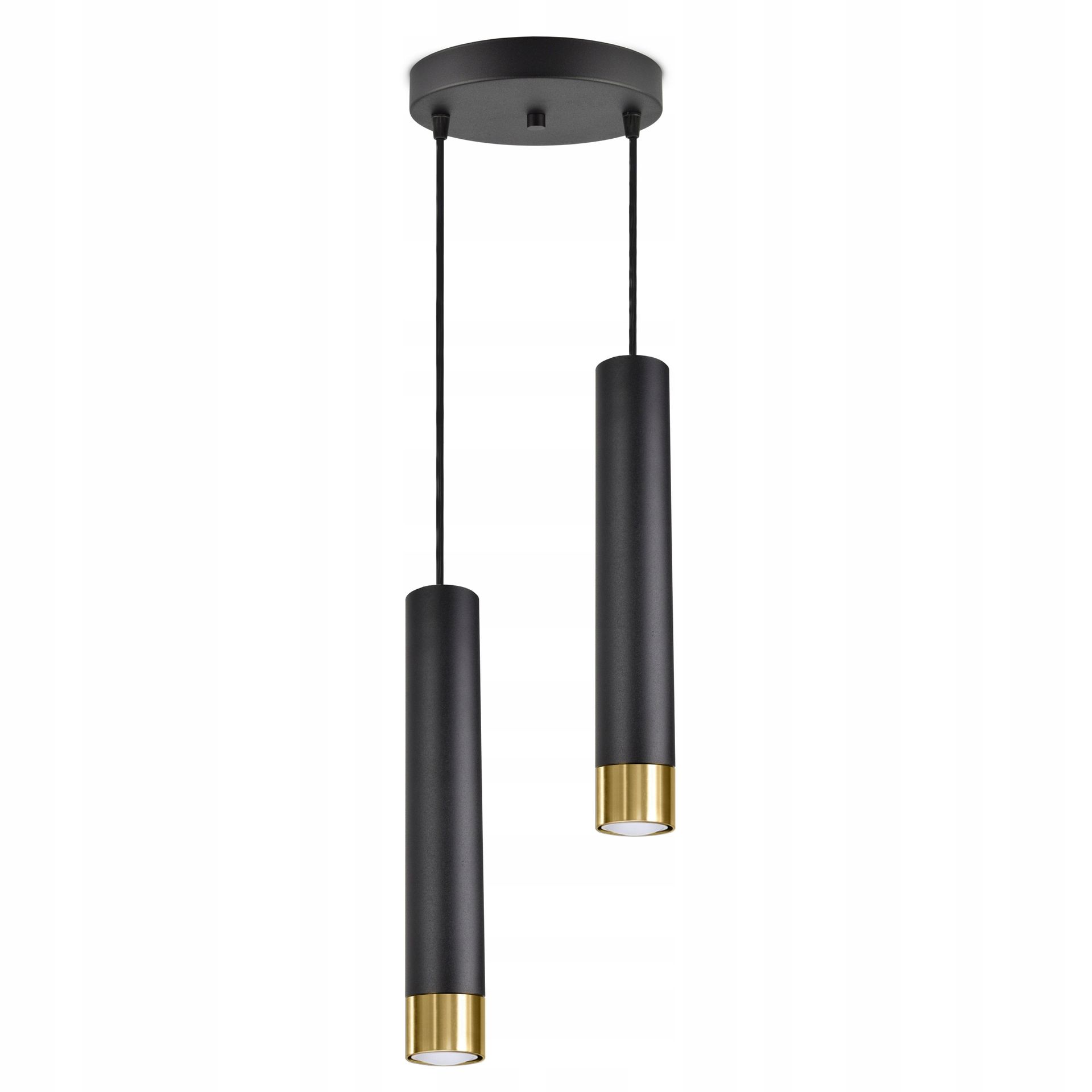 Lampa Wisząca Spot Tuby Metal Czarna Złota GU10