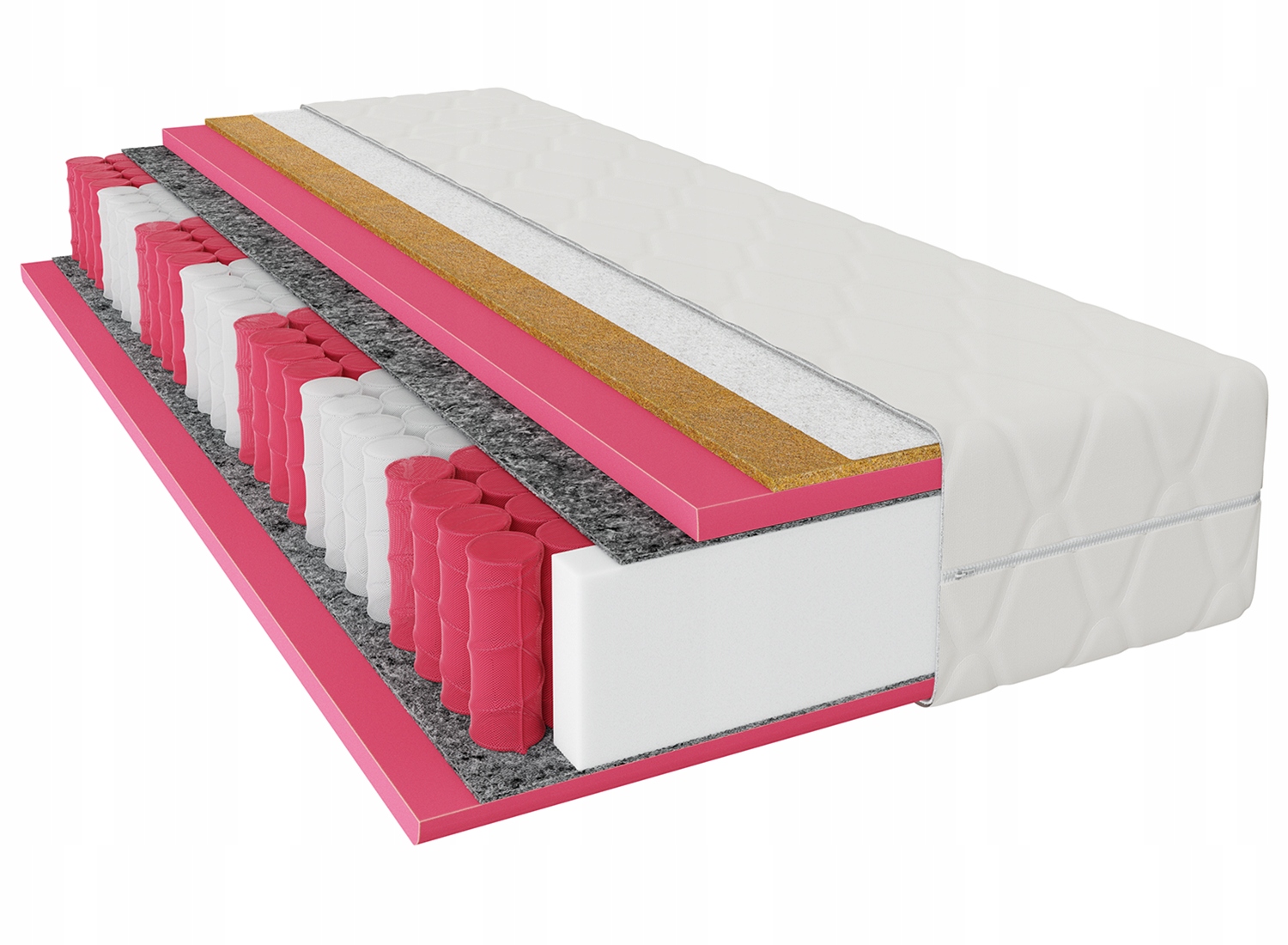 Materac 160x200 Dwuosobowy Sprężynowy Kieszeniowy Prestige Sleep Kokos 23cm