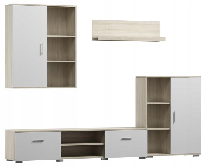 Meblościanka Dedal biały-sonoma rtv komoda półka Per