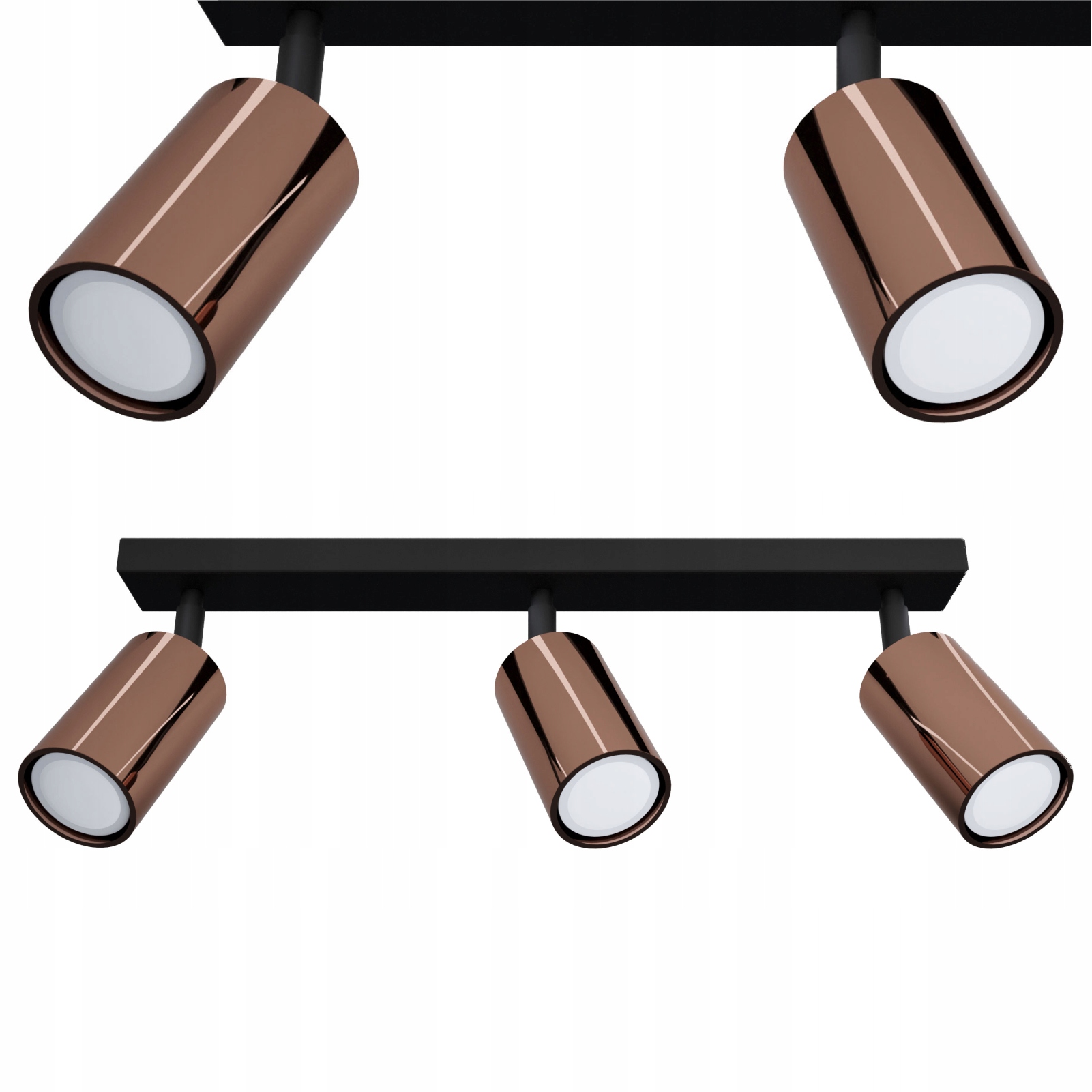 Lampa wisząca Plafon Rune 3-punktowa 3x GU10 metal stalowa czarno-miedziana