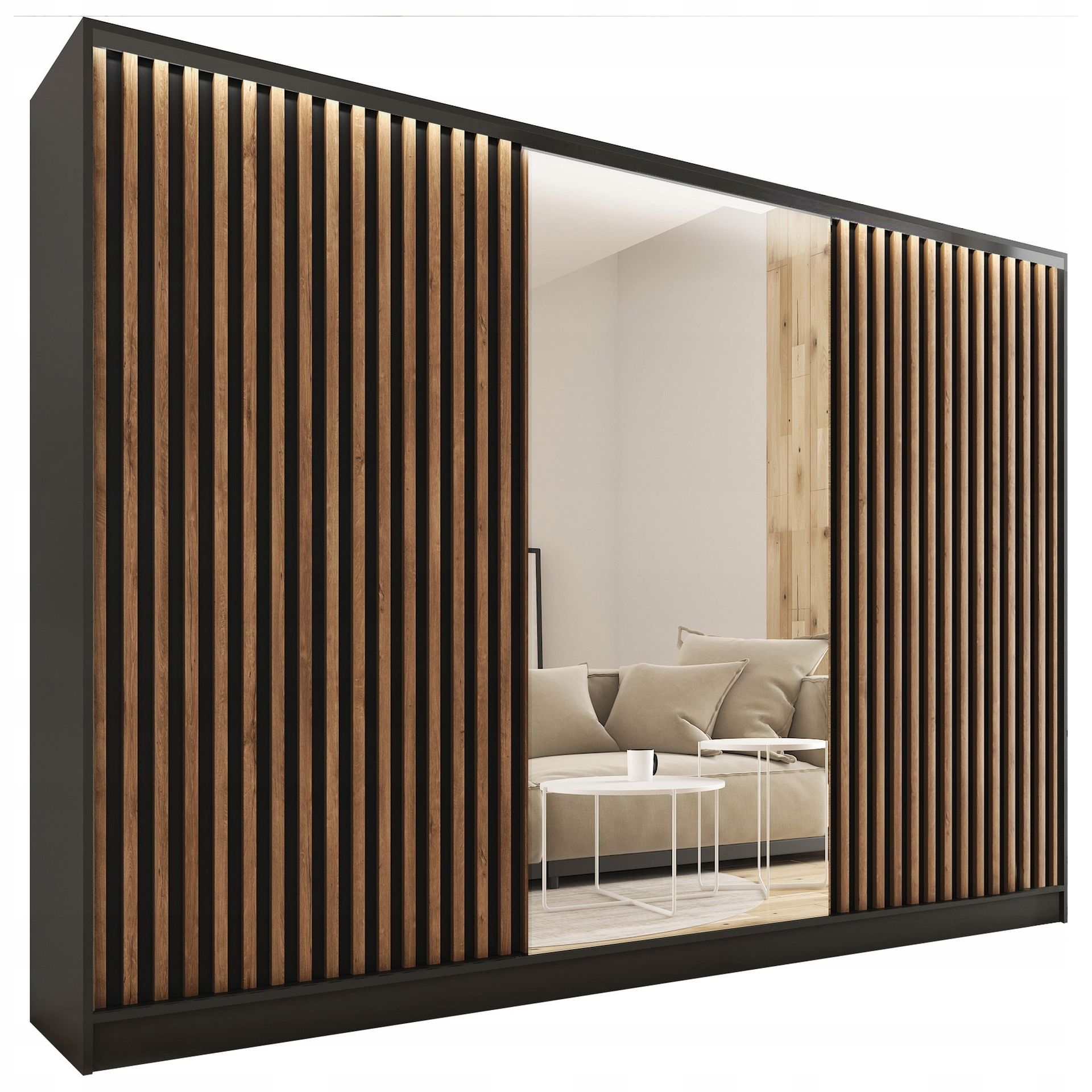 Szafa przesuwna z lustrem lamele 280cm Loft lefkas