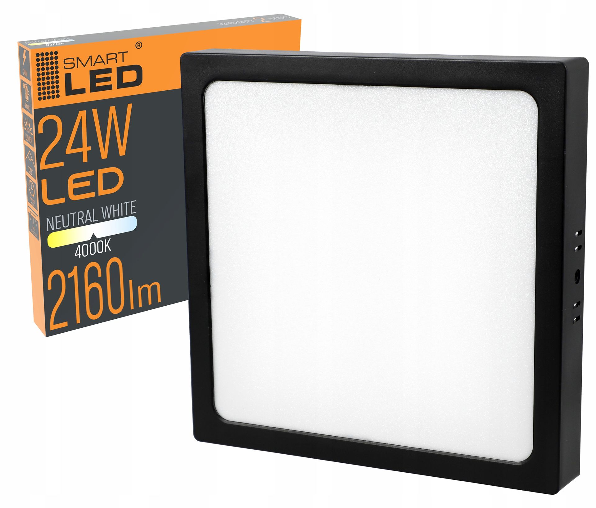 Panel Led Natynkowy Plafon Lampa 24W Czarny