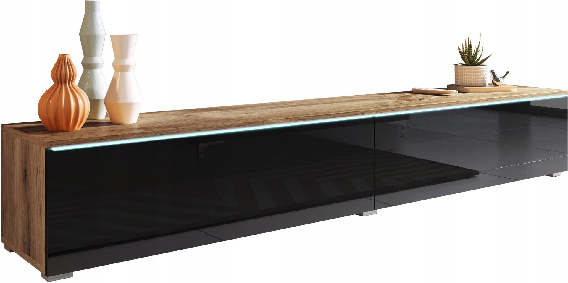 Lowboard 180 cm Połysk szafka Rtv wisząca półka Tv
