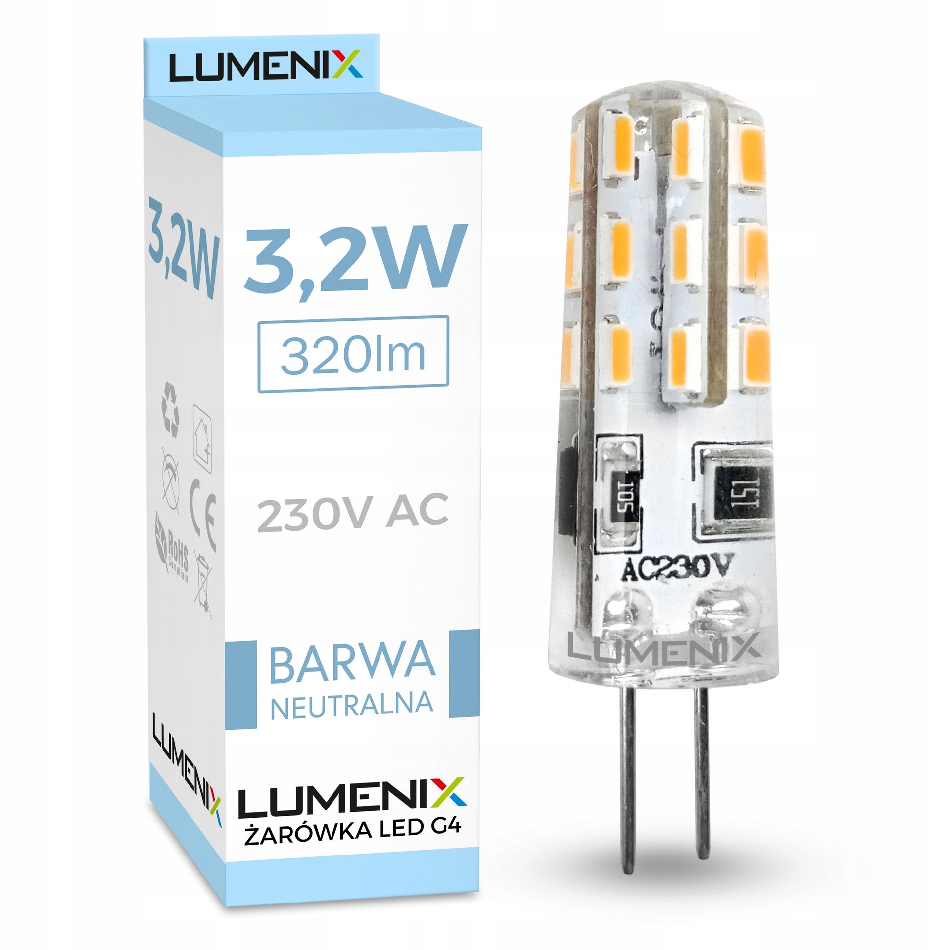 Żarówka Led G4 3,2W mini Silikon Neutralna 230V