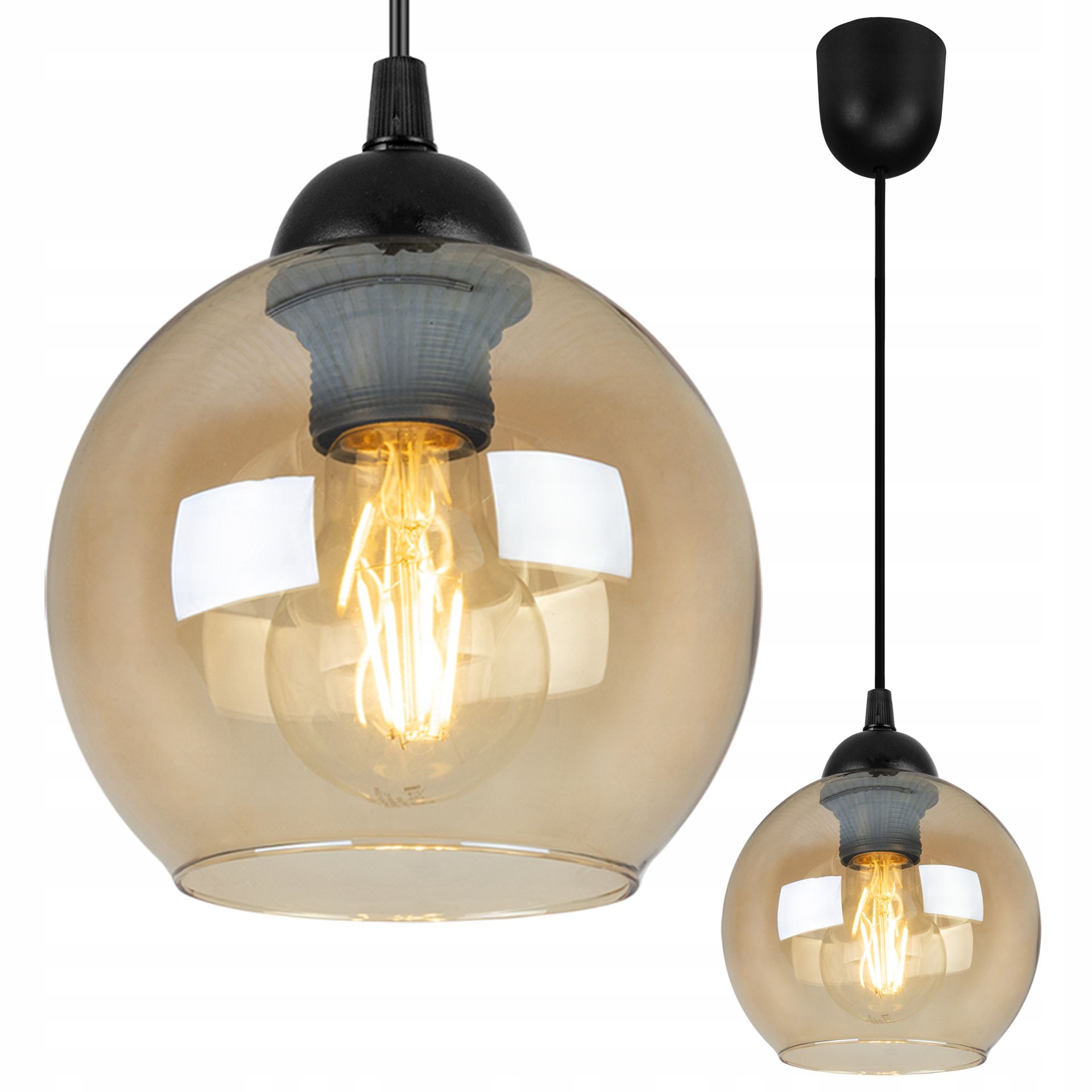 Lampa Sufitowa Wisząca Żyrandol Pojedyncza Szklana Kula Loft Nowoczesna