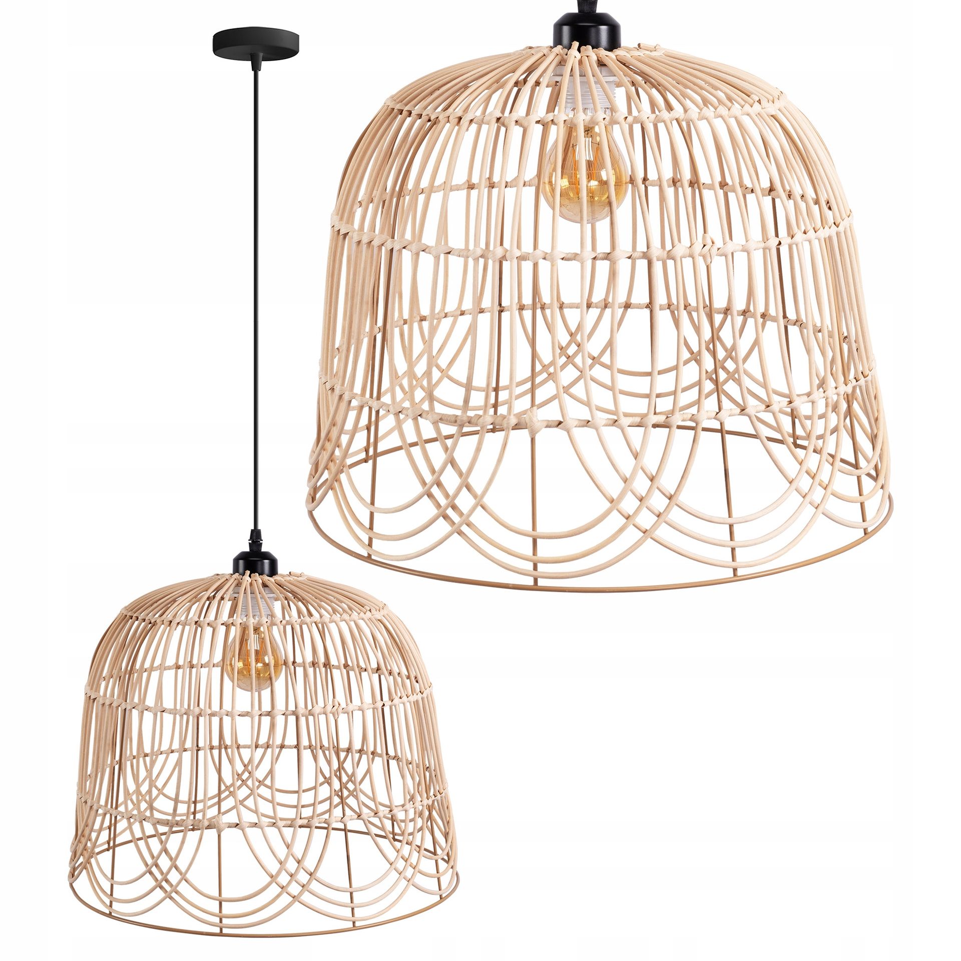 Lampa Wisząca Boho Naturalna Brąz Bambusowa 40 cm