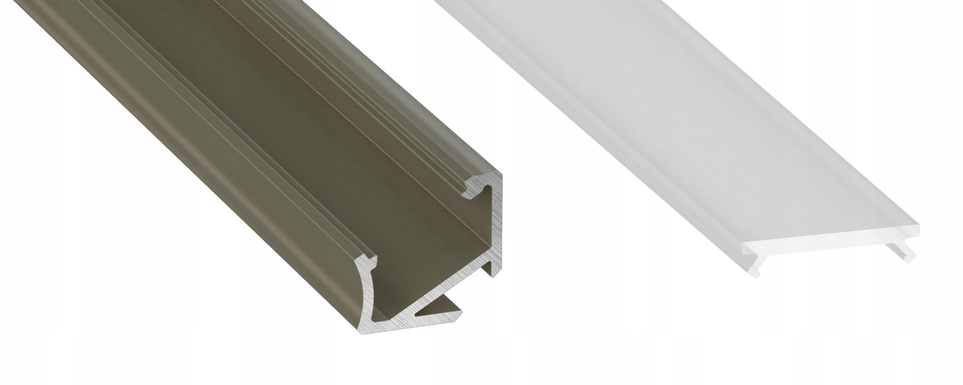 Profil aluminiowy H 30°/60° 1m Inox z kloszem