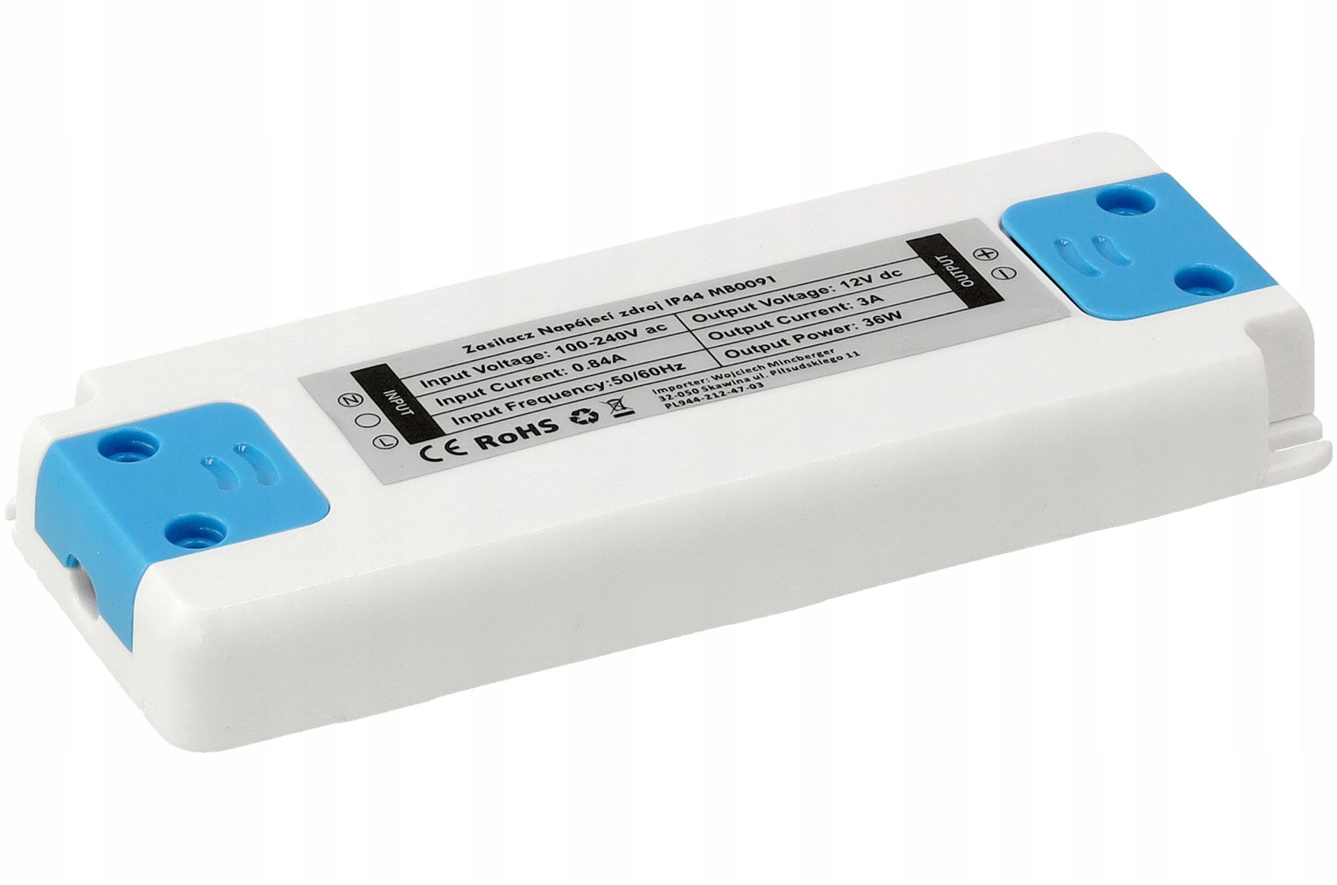 Zasilacz Led 12V Meblowy-2 36W 3A IP44 Do Taśmy