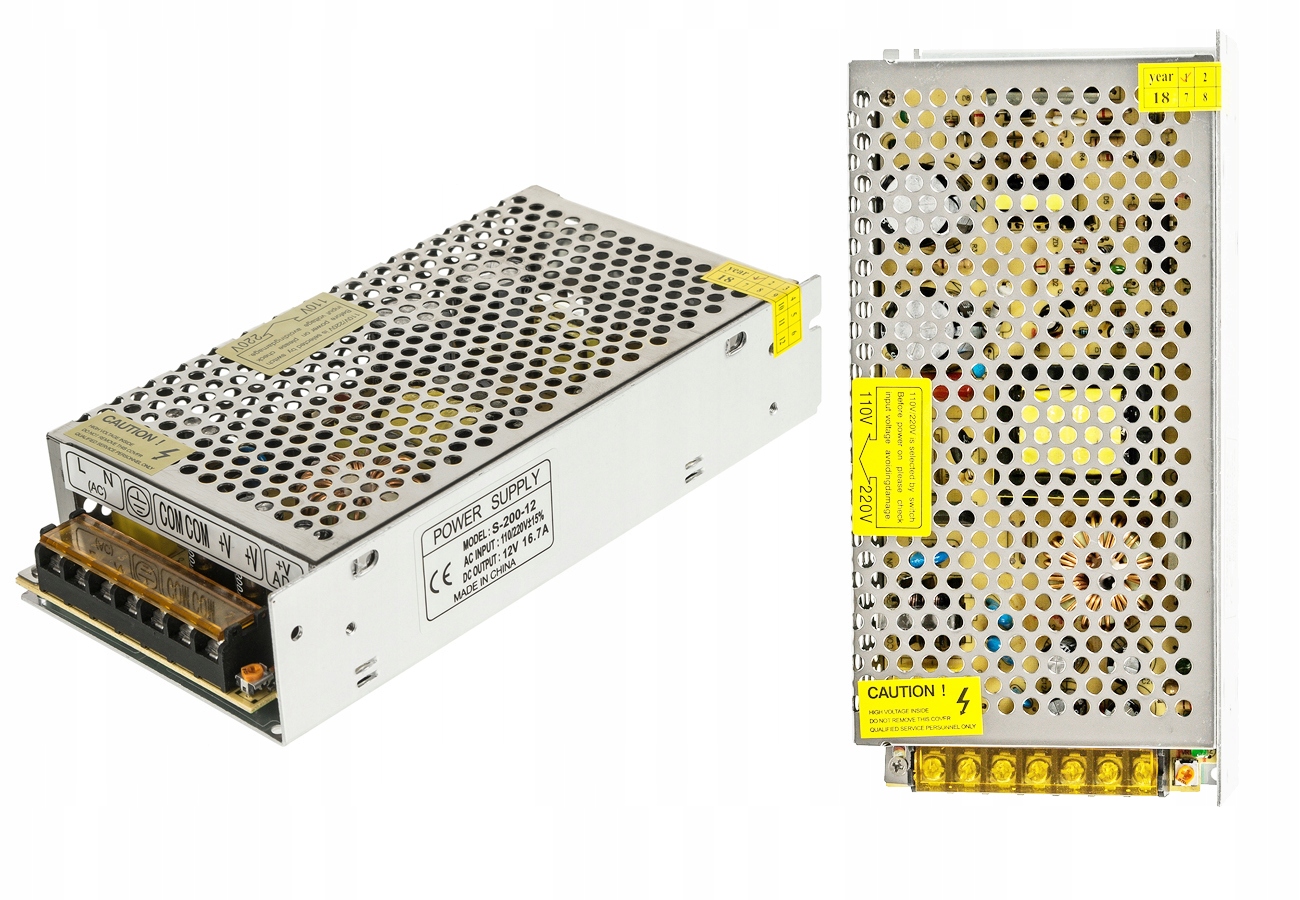 Zasilacz Led Modułowy 200W 16A Transformator Do Taśm Opraw Ledowych 12V