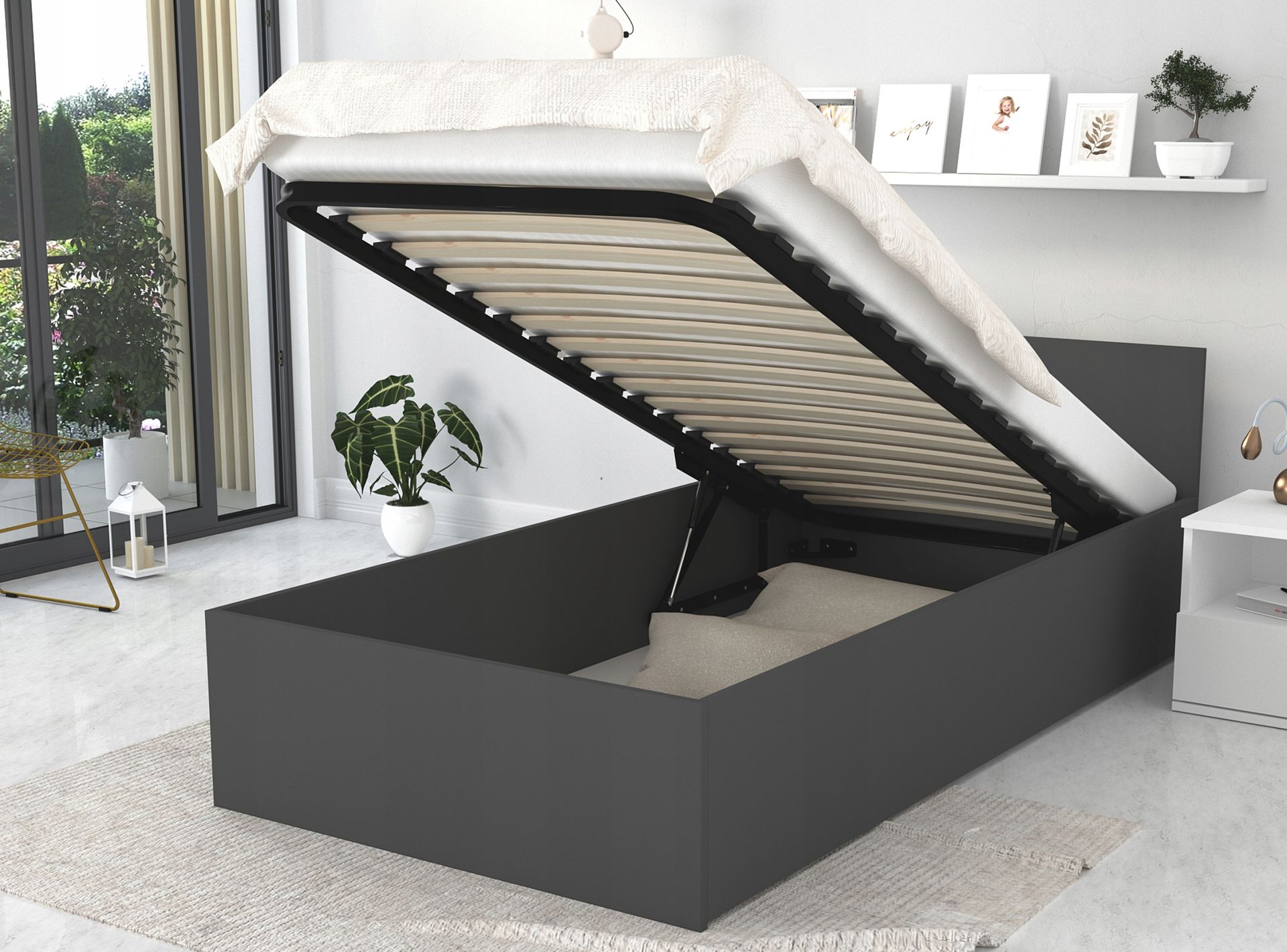 Łóżko 90x200 stelaż metalowy materac Panama MM