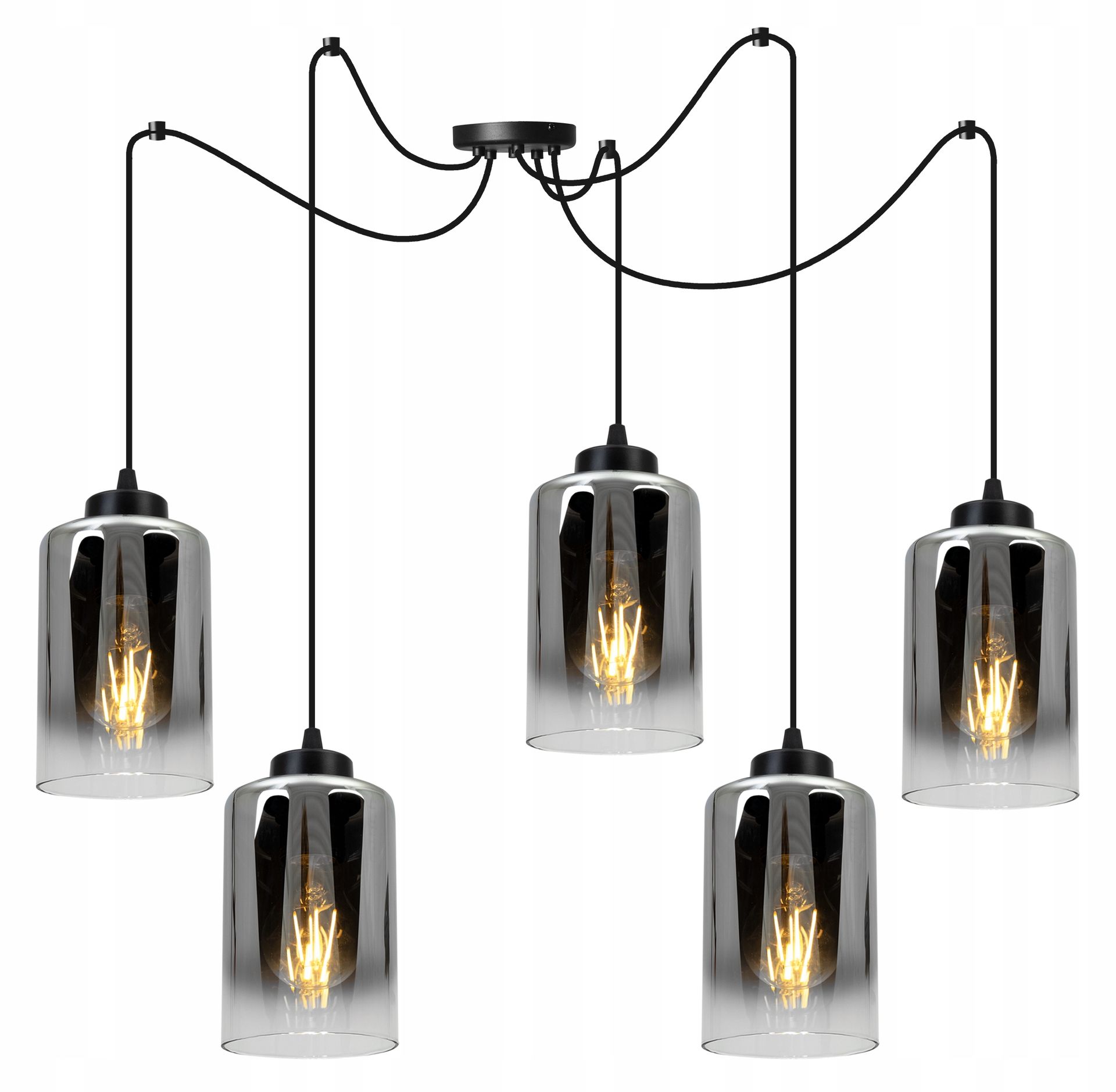 Lampa Sufitowa Wisząca Żyrandol Czarny Glamour Pająk Loft Szklana