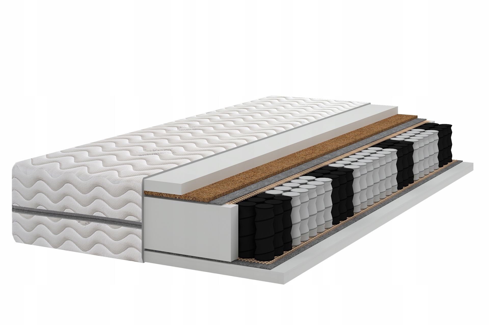 Materac 7 stref pocket kokos 160x190 H3 H4 twardy