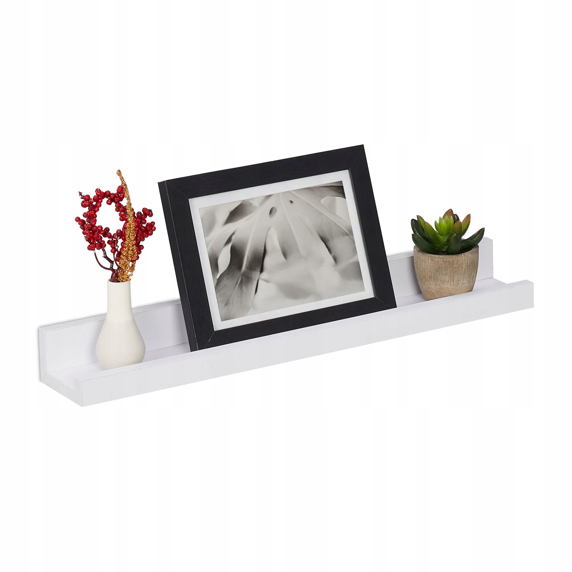Relaxdays Listwa na zdjęcia, 48 cm szerokości, wąski regał ścienny.