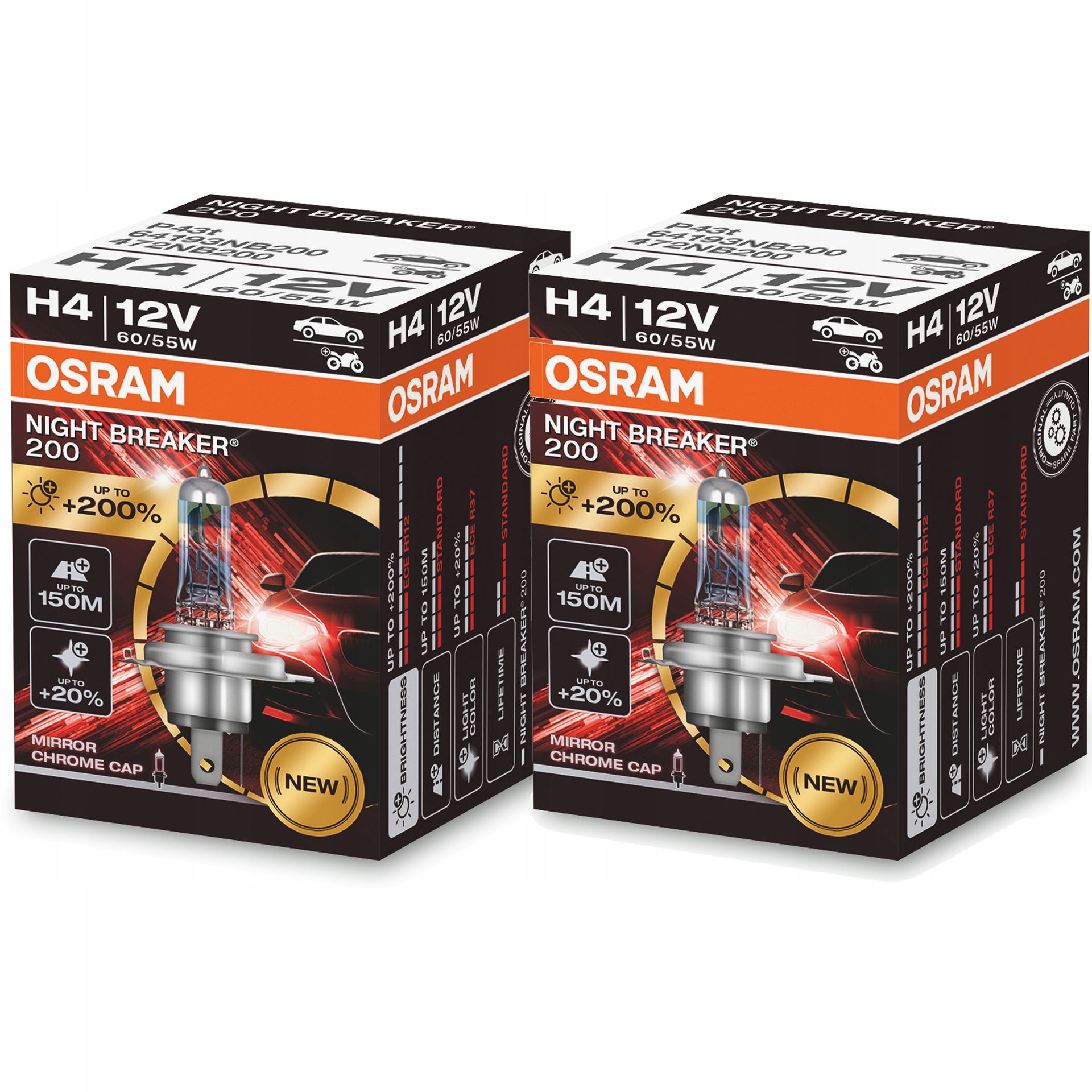 Osram żarówka H4 Night Breaker Laser +200% +150m