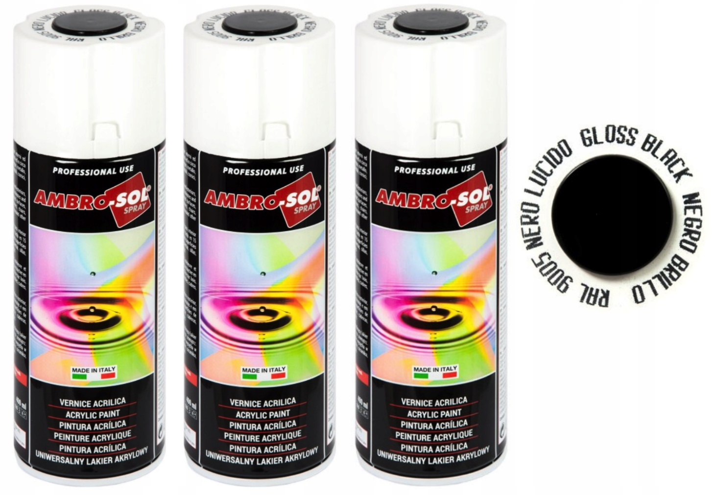 Lakier czarny z połyskliwym wykończeniem Spray 400ml Ral 8011