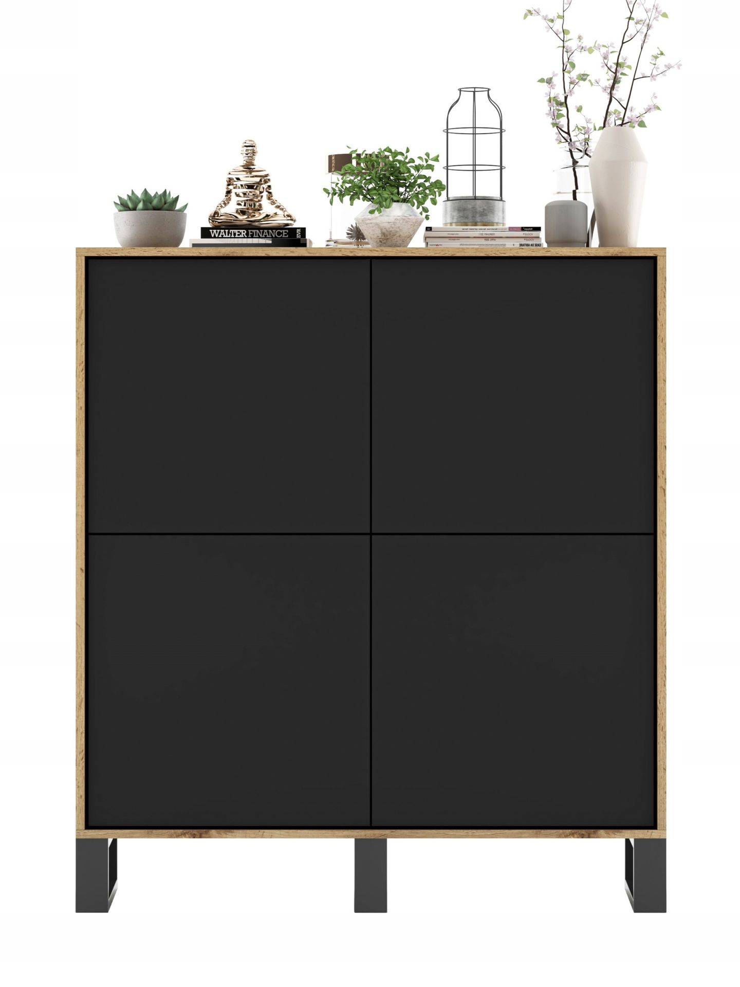 Komoda Industrialna komoda Loft czarny Mat 113 cm