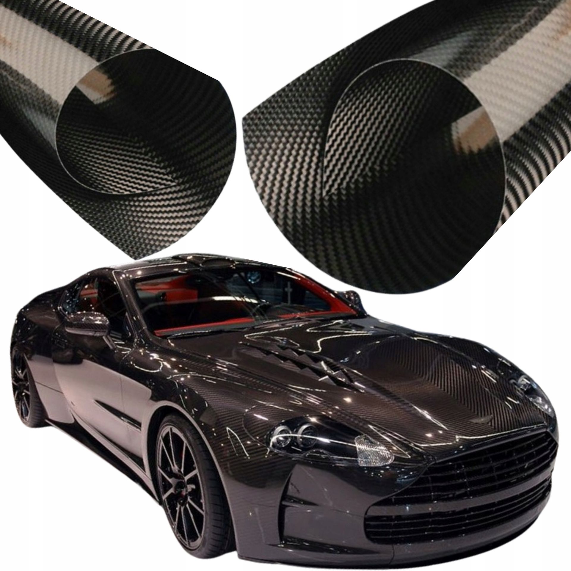 Folia Na Auto Carbon 4D Połysk Czarna Kanal 50cm