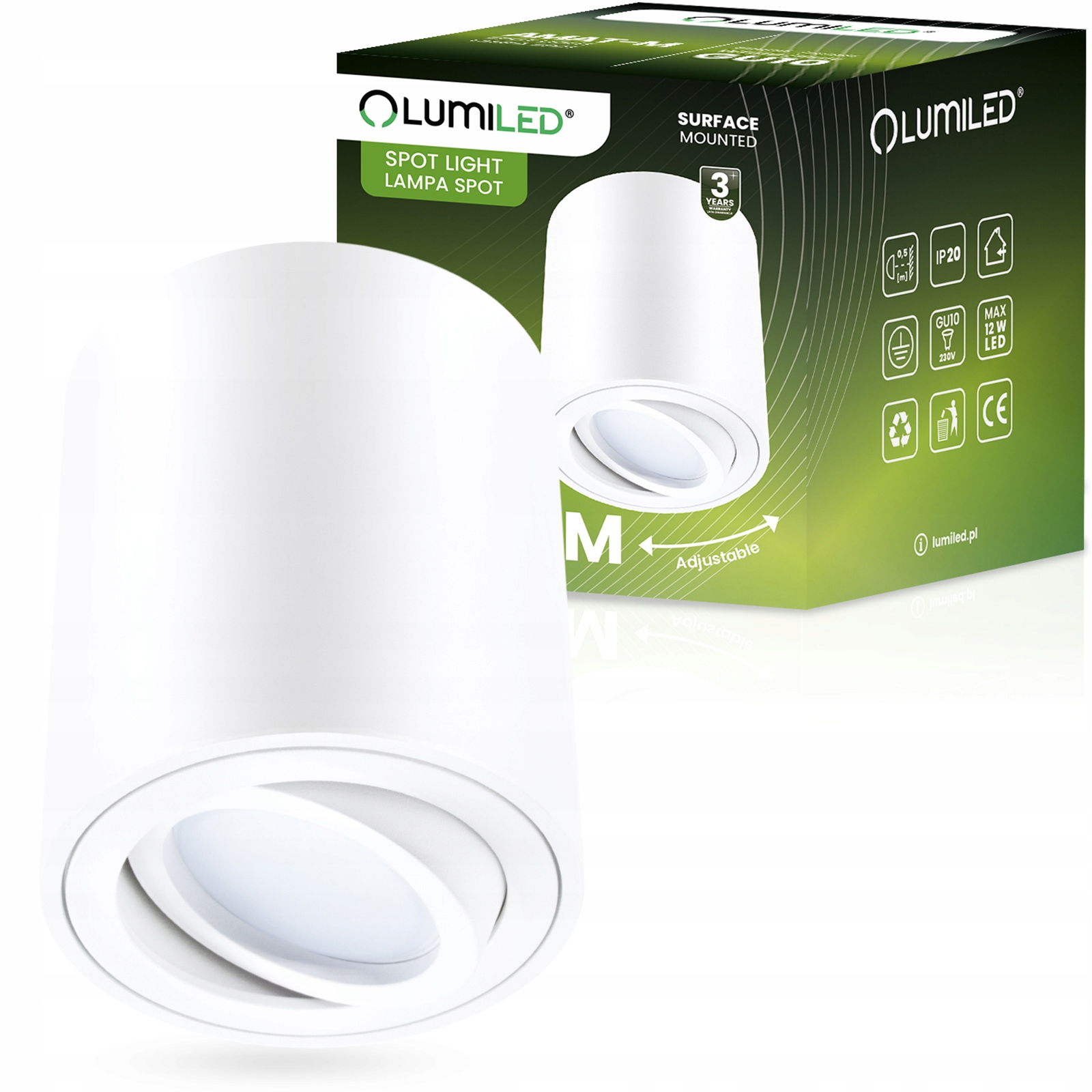 Oprawa Halogenowa Natynkowa Lampa Sufitowa Tuba Spot Led Ruchoma Walec