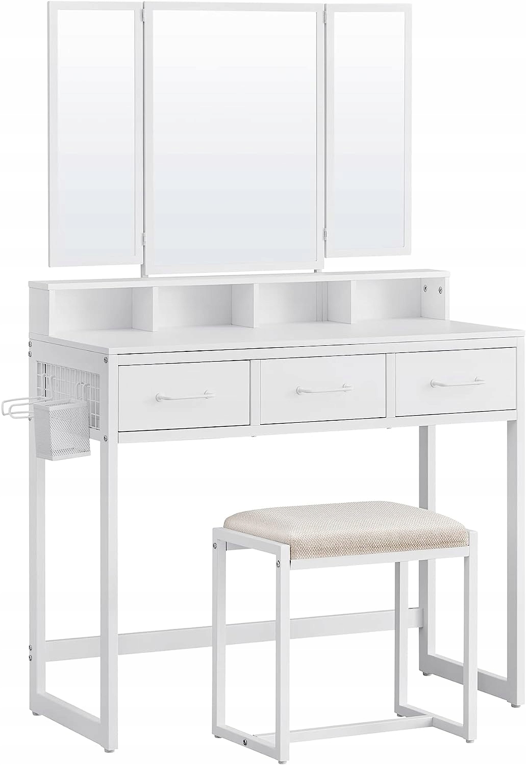 Konsola do makijażu toaletka biała ze stołkiem i lustrem