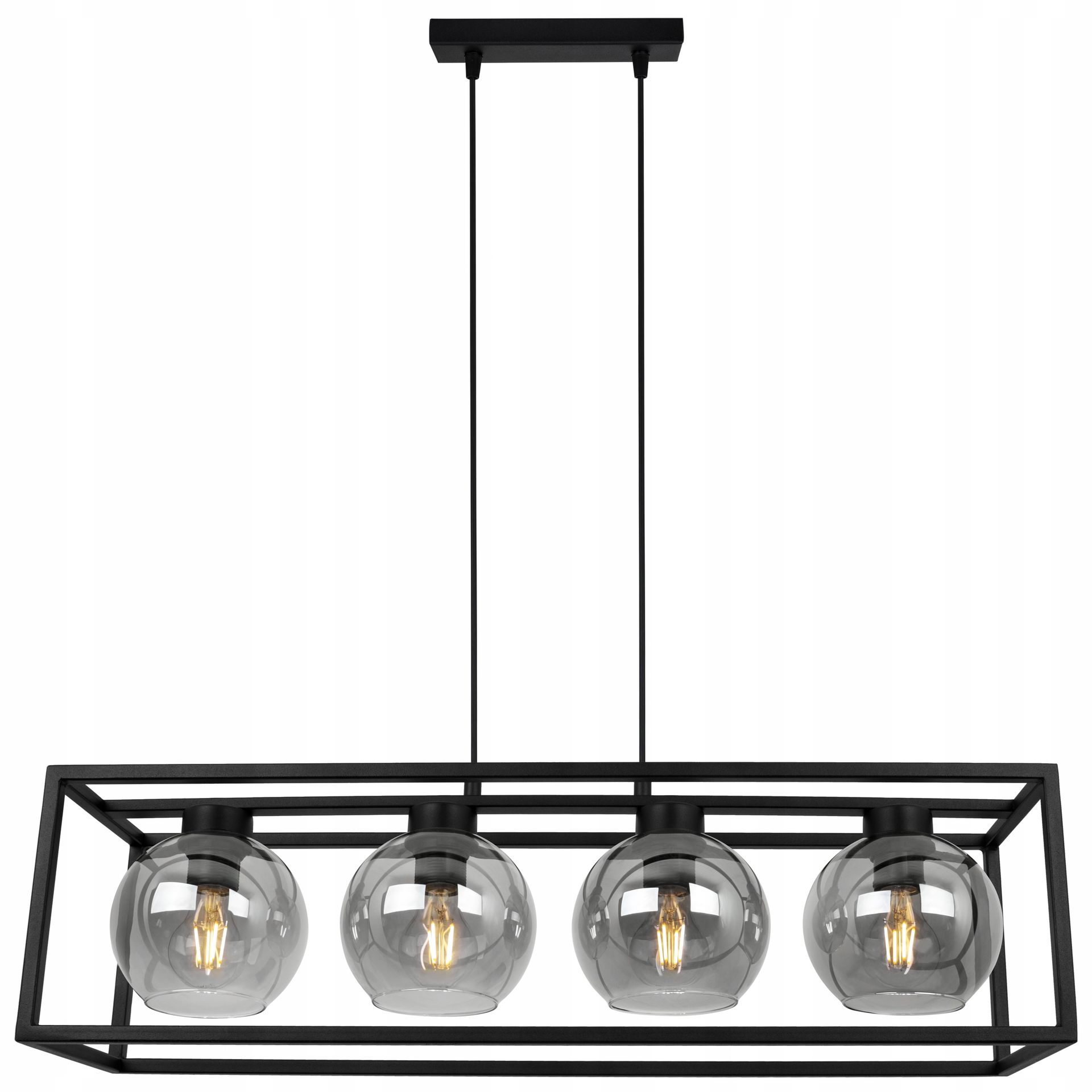 Lampa Sufitowa Wisząca Żyrandol Szklane Kule Klatka Cage Loft Grafit Czarna