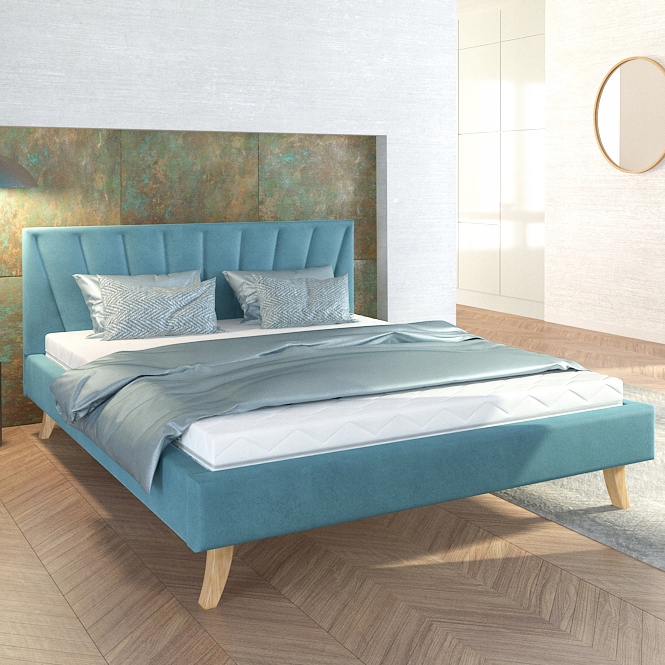 Łóżko 180x200 tapicerowane materac stelaż Malmo