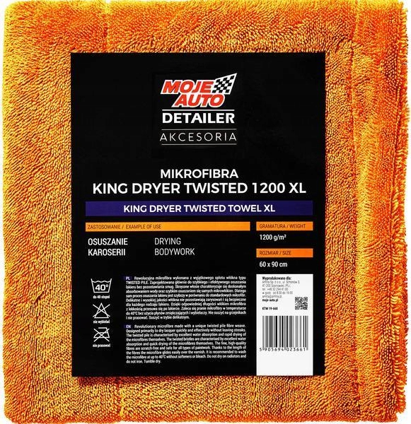 Moje Auto Detailer Mikrofibra King Dryer Twisted Towel XL 1200G 60x90CM
