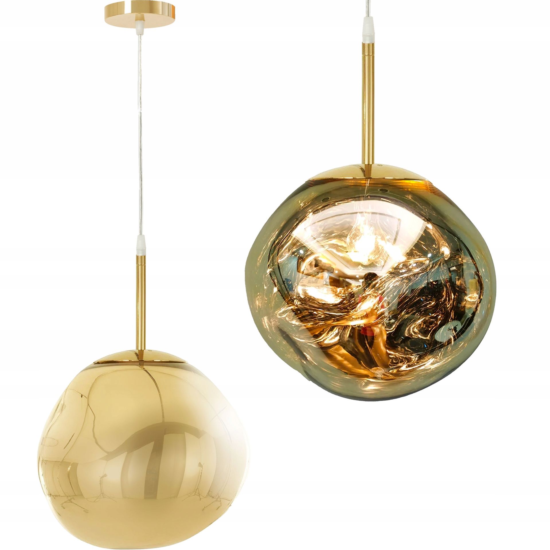 Lampa Sufitowa Wisząca Szklana Lawa Złota Gold