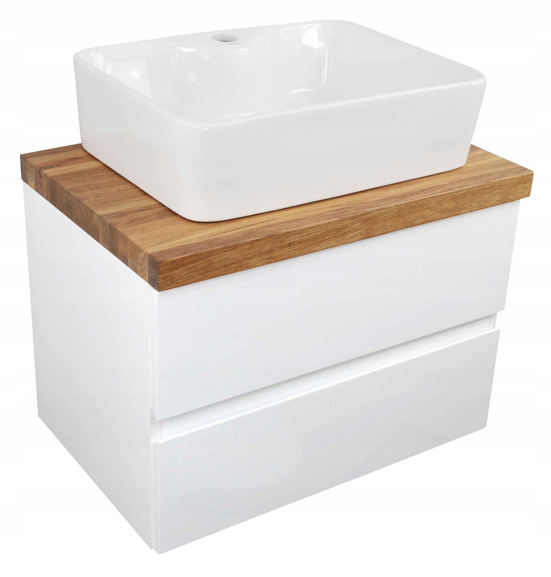 Zestaw Łazienkowy Pod Umywalkę Z Litym Blatem Dębowym 50 CM