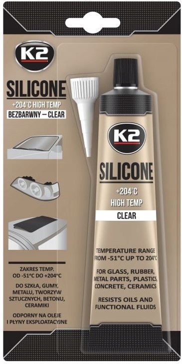 K2 Silikon Bezbarwny Uszczelka +204°C 85 g