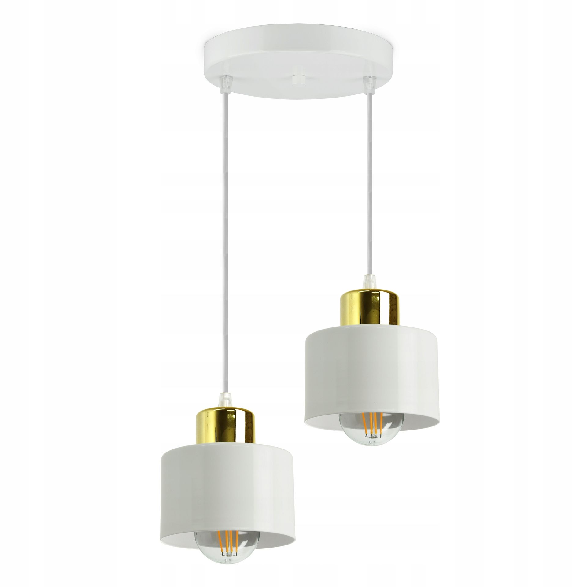 Lampa Sufitowa Żyrandol Biała Złota Roller EZ2 Led