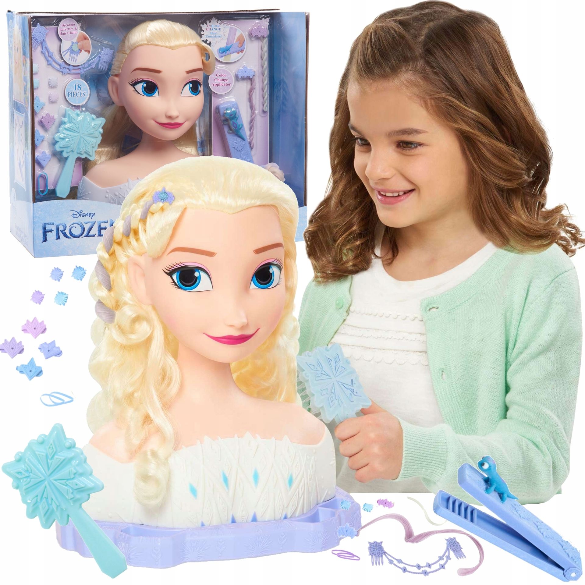 Duża Lalka Głowa Do Czesania Stylizacji Włosów Kraina Lodu Frozen Elsa Elza