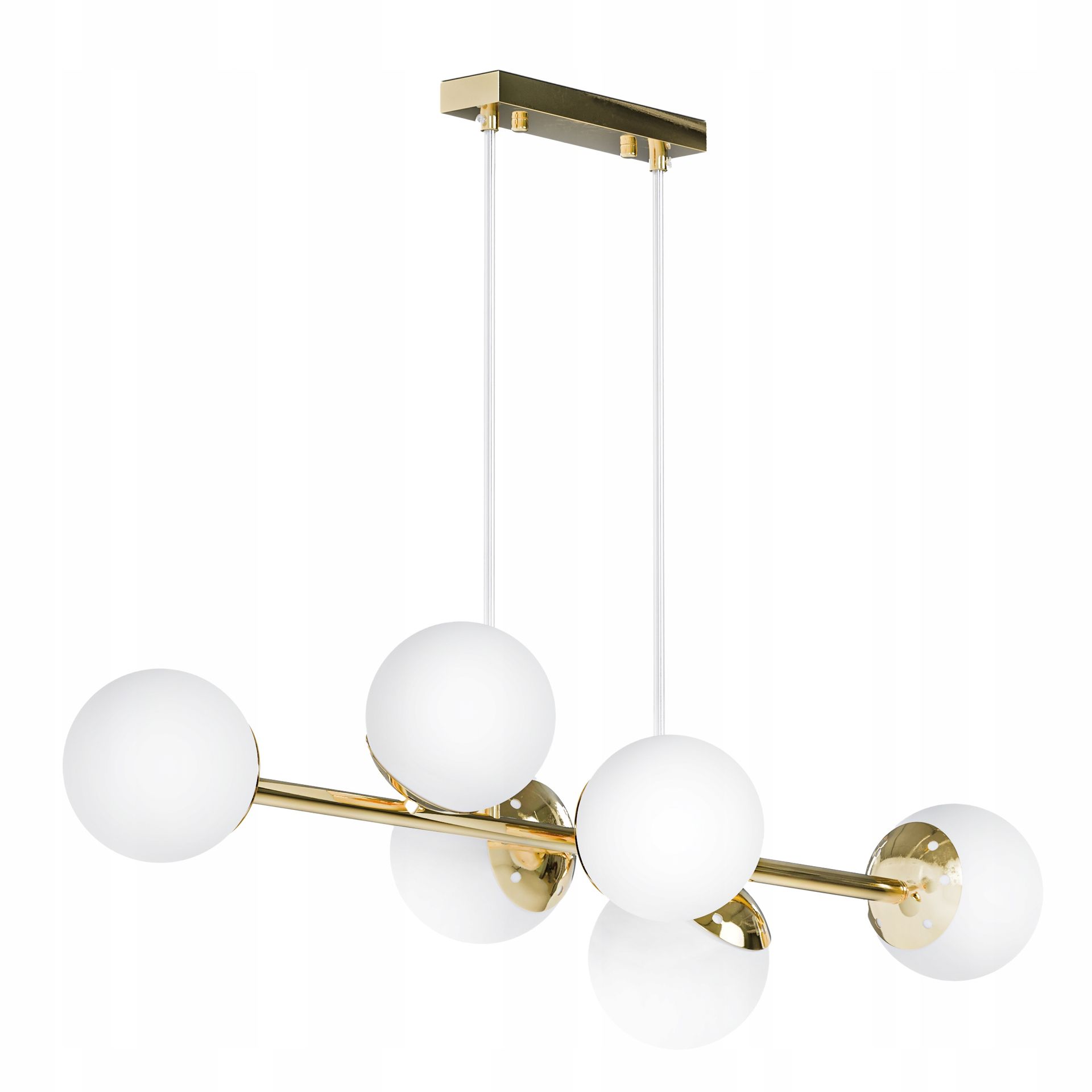 Lampa Wisząca Złota Sufitowa Led 6x E27 Kule Klosz Mleczny Loft Żyrandol