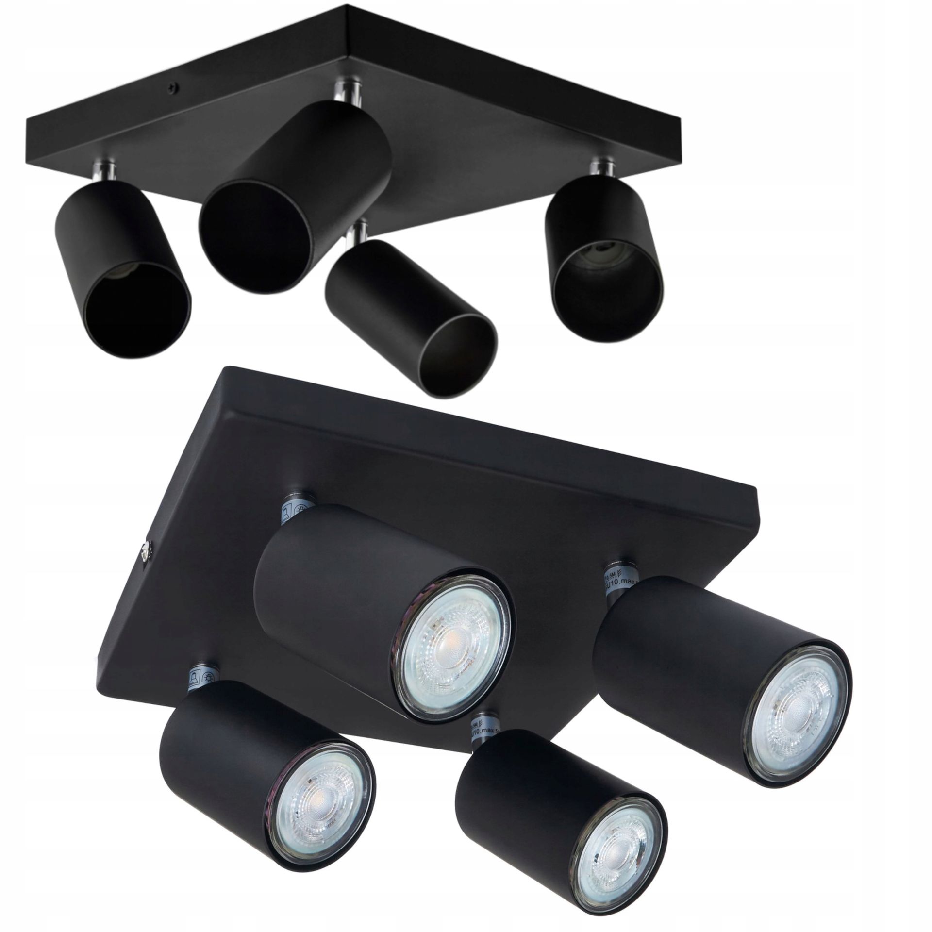 Lampa sufitowa Listwa Szyna Spot 4x GU10 Kwadrat Kinkiet Solidna i Trwała