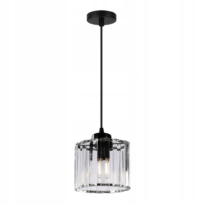 Lampa Sufitowa Wisząca Kryształ Czarna Glamour