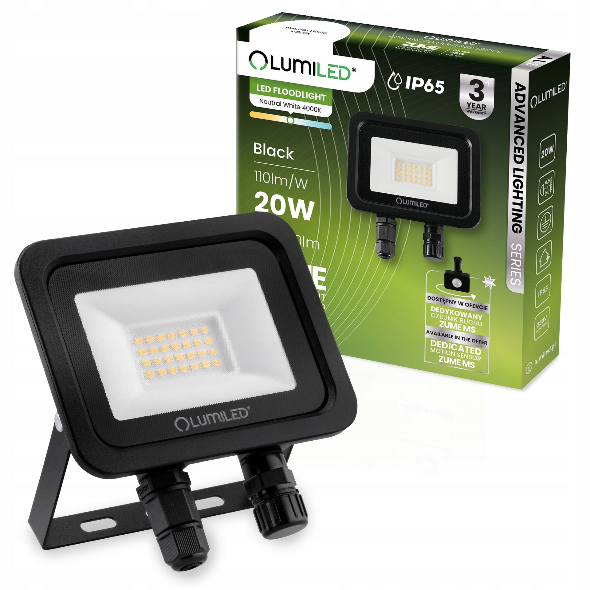Naświetlacz Led 20W 2200lm IP65 Reflektor Slim Lampa Premium Als Lumiled
