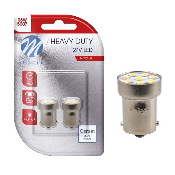 2x Żarówka R5W Led Osram G18 24V 8xSMD2835 Biała Tir