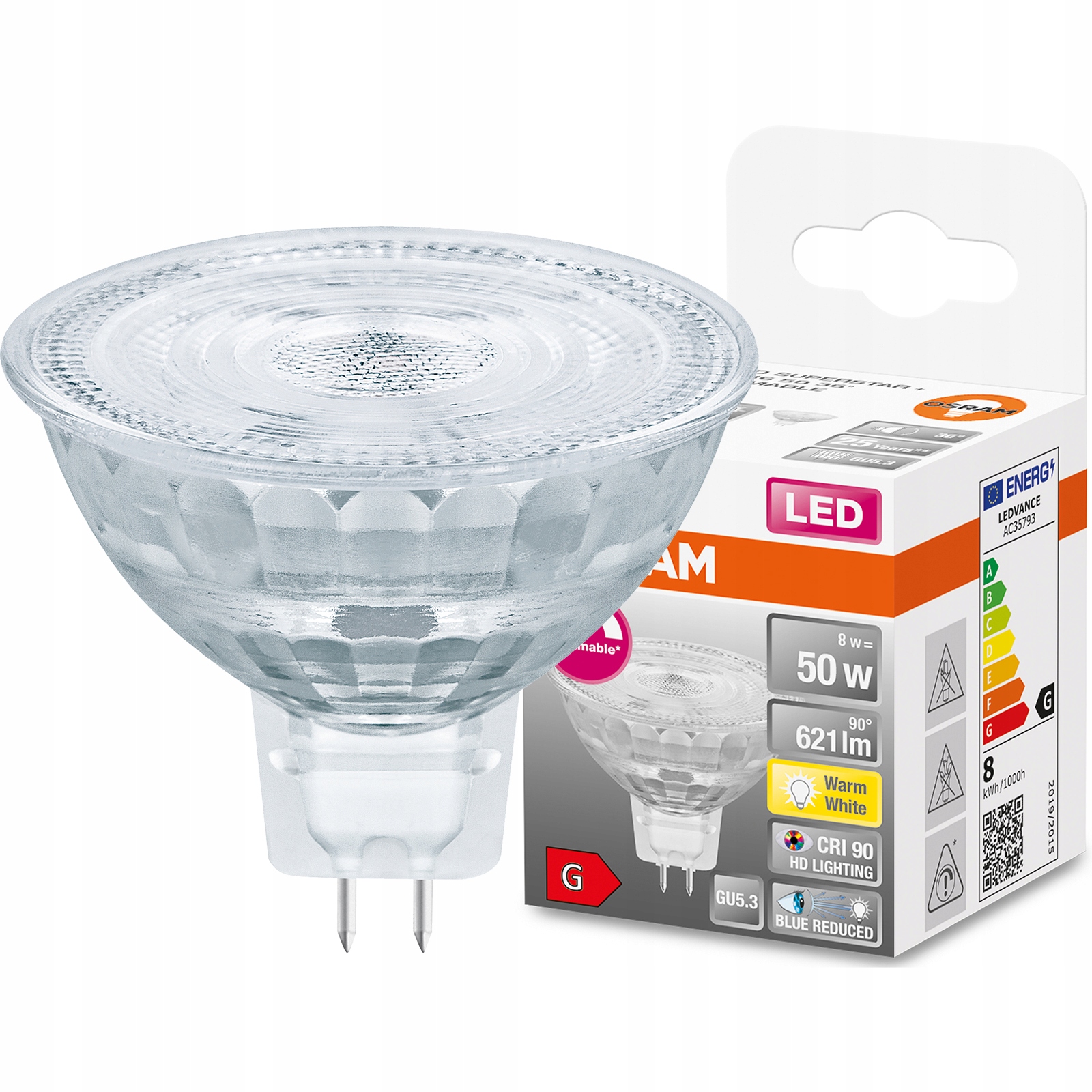 Żarówka Led MR16 8W 2700K CRI90 Ściemnialna Osram